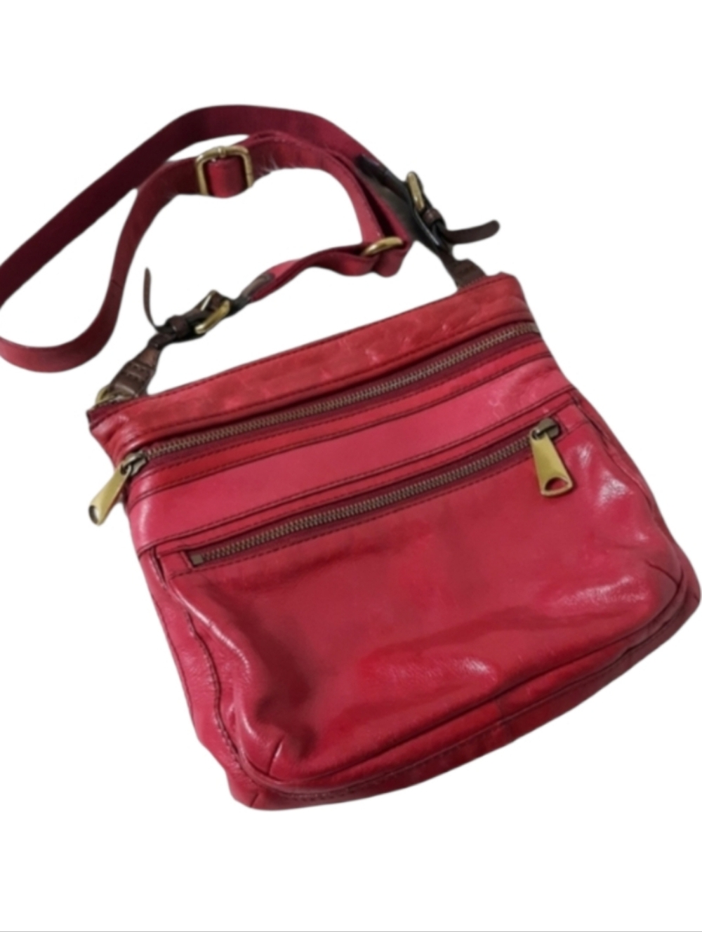 Fossil Explorer Crossbody Red Leather